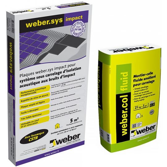 KIT WEBER.SYS IMPACT 20M² + WEBERCOL FLUID