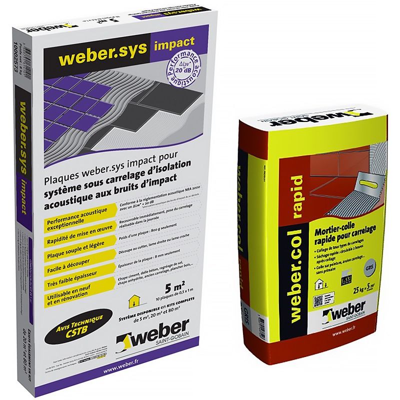 KIT WEBER.SYS IMPACT 20M² + WEBERCOL RAPID GRIS