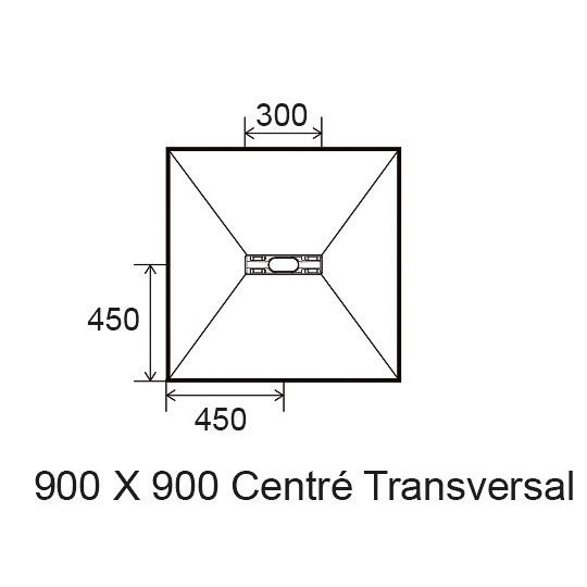 Sol Panodur Linéal mini centré transversal - siphon de sol sortie horizontale