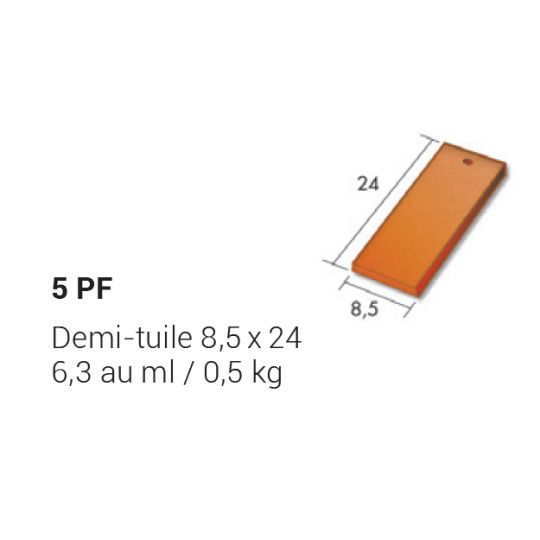 Demi-tuile Plate de France 5PF - 8,5x24 cm