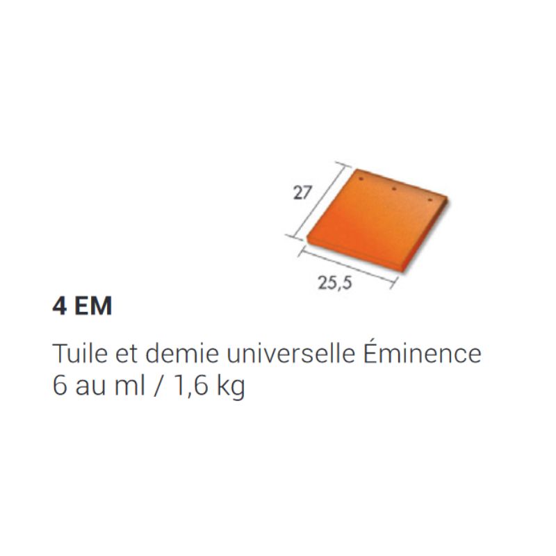 Tuile et demie universelle 4EM EMINENCE - 25,5x27 cm