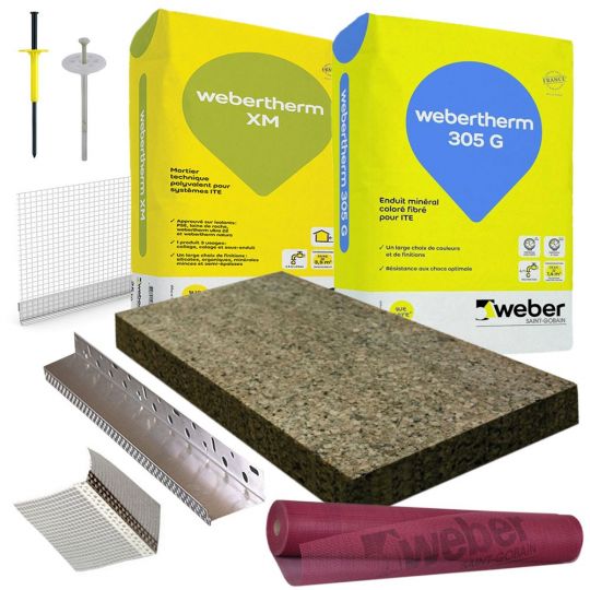 Pack ITE Liège Natura 15 cm - finition WEBERTHERM 305 G