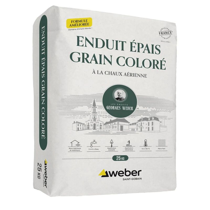 WEBER ENDUIT ÉPAIS GRAIN COLORÉ 25KG (WEBER.LITE GRAINS COLORÉS)
