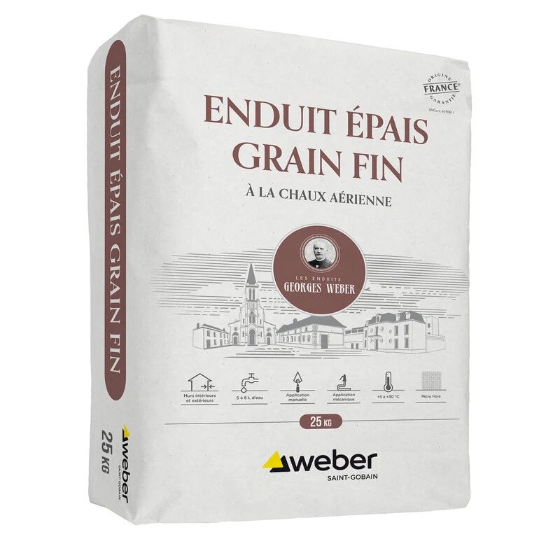 WEBER ENDUIT ÉPAIS GRAIN FIN 25KG